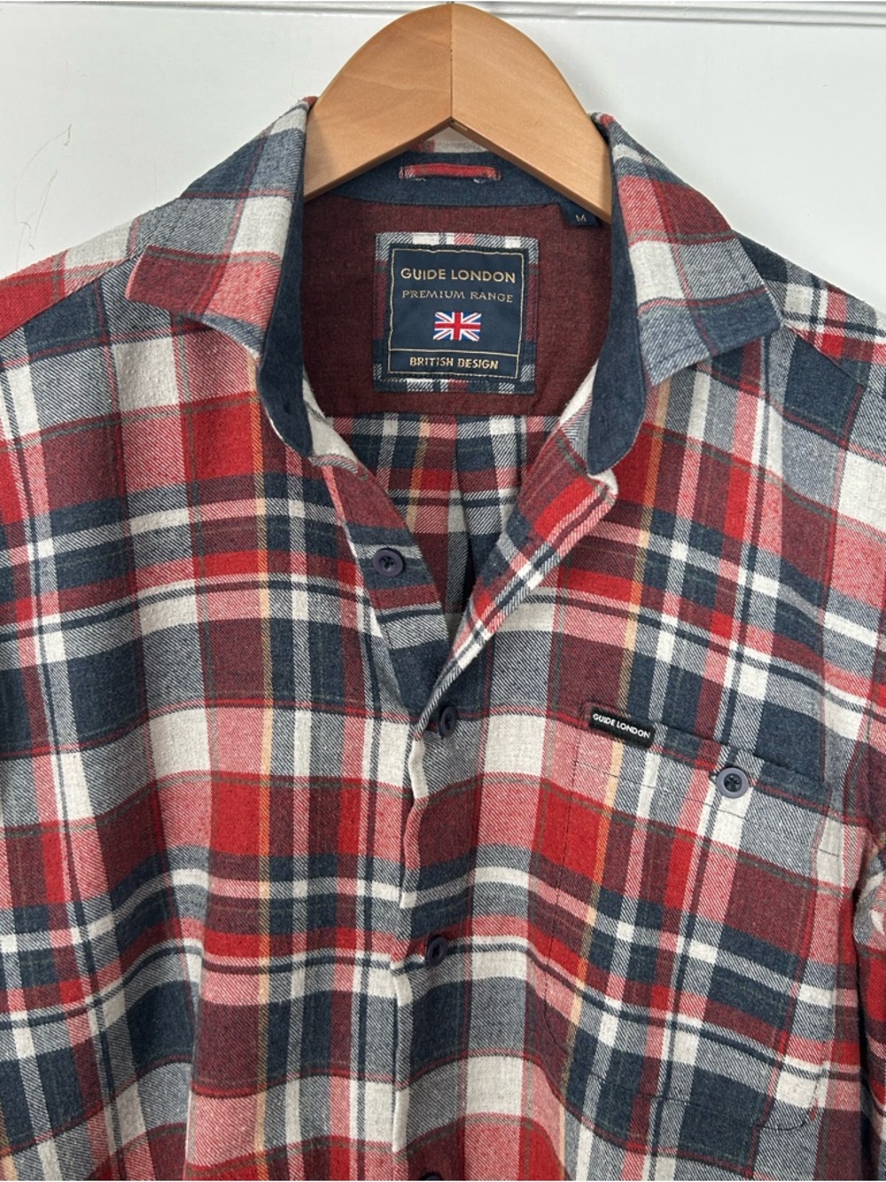 Guide London Men’s Size M Long Sleeve Plaid Flannel Button Down Shirt